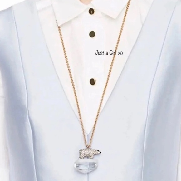 $98 Kate Spade cold comforts polar bear large pendant long necklace - Picture 2 of 9